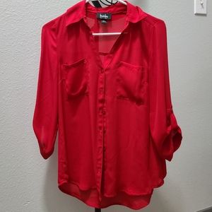 Red Button Up Top